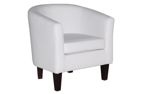White Leather Tub Chair Ch031 Funxion, White Leather Club Chair